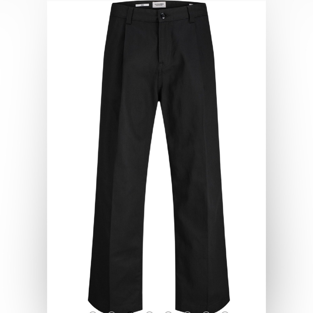 Jack & Jones Wide Fit Pleated Front Black Pant NWT